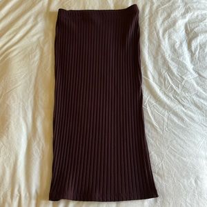 Ribbed Body Con Midi Skirt with side Slit